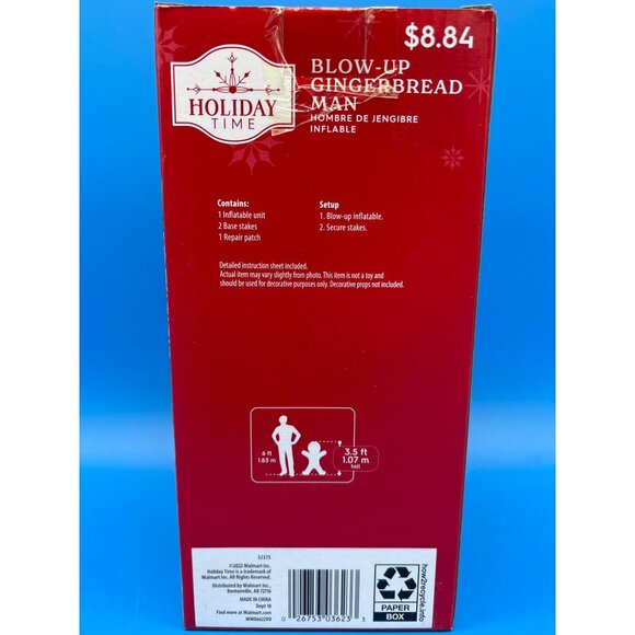 Holiday Time Blow-Up Gingerbread Man Inflatable Outdoor Christmas Decor 3.5 Ft - Picture 3 of 4